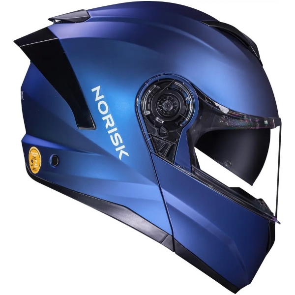 Capacete Moto Robocop Escamoteável Norisk Force 2 Blue Azul Fosco Articulado C/ Óculos E Selo Inmetro