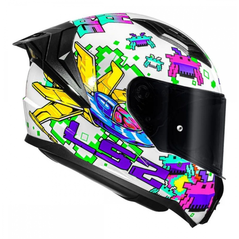 Capacete Moto LS2 FF810 Vigo Space Attack  Branco C/ Spoiler Masculino Feminino Lançamento