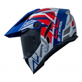 Capacete Moto Bieffe Big B Trail Defender Cross Branco Azul Vermelho C/ Óculos Sol Lançamento