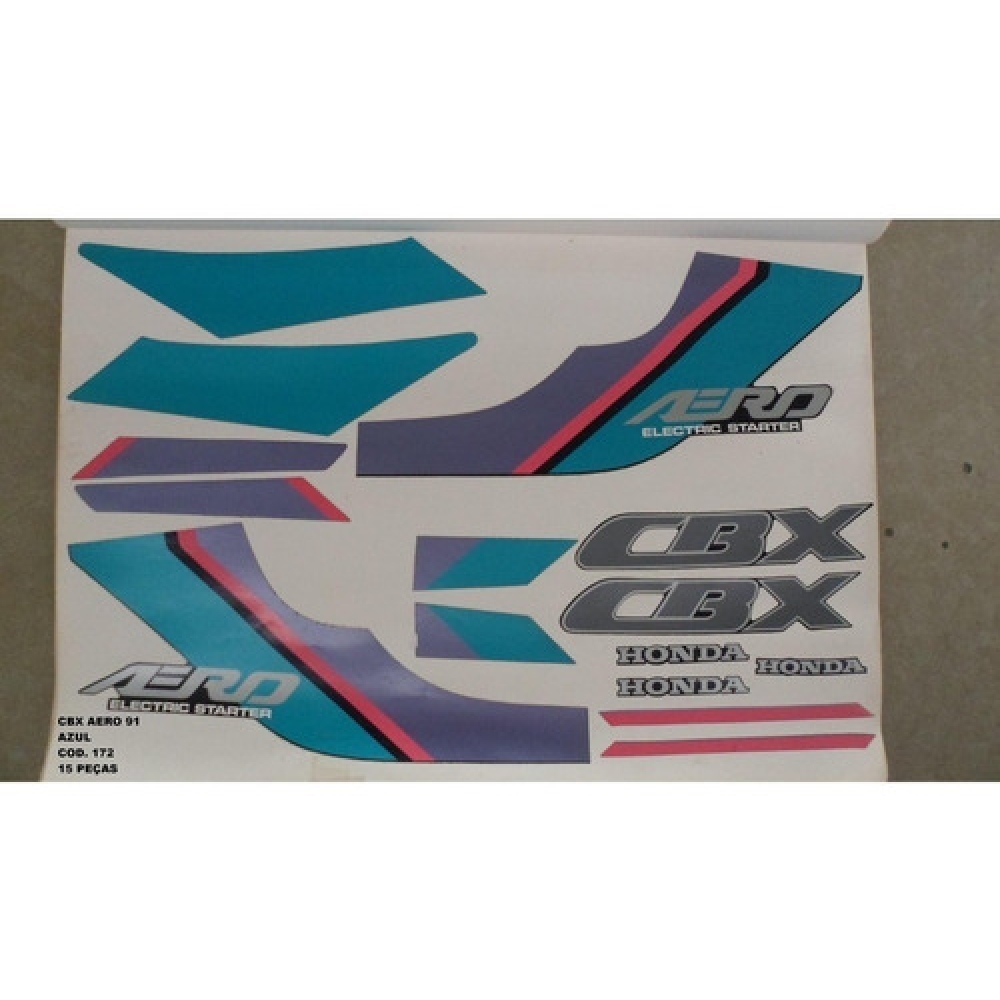 Kit Adesivos Faixa Cbx 150 Aero 91 Moto Azul Jogo Adesivo