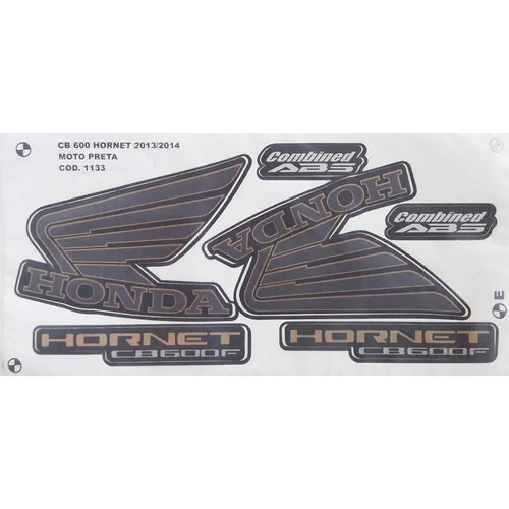 Kit Adesivos Faixa Cb 600 Hornet Preta 13 / 14 Jogo Adesivo
