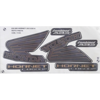 Kit Adesivos Faixa Cb 600 Hornet Preta 13 / 14 Jogo Adesivo