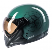 Capacete Moto Peels Mirage F 21 F-21 North Navy Custom Aviador C/ 2 Viseiras Queixeira Removível - Preto Verde