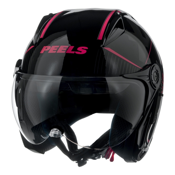 Capacete Moto Feminino Peels Mirage Edge Preto Rosa Custom Aviador C/ Óculos Queixeira Removível