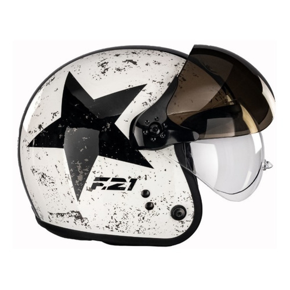 Capacete Moto Aberto Custom Moto Peels Mirage F21 Old Tank Preto Branco C/ Selo Inmetro