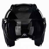 Capacete Moto Custom Peels F21 Mirage Classic Solid Piloto Aviador C/ Óculos Interno Queixeira Removível Lançamento - Preto Brilho