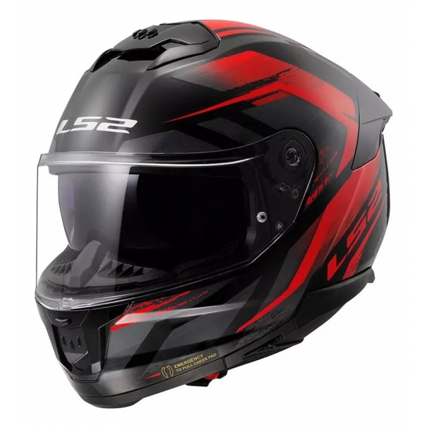 Capacete Moto Fechado Ls2 Ff808 Stream 2 Fury Preto Vermelho C/ Óculos Interno C/ Selo Inmetro