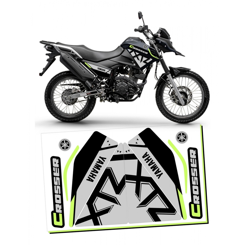 Kit Adesivos Faixas Moto XTZ 150 Crosser 2023 2024 Preta Jogo Adesivo Jotaesse