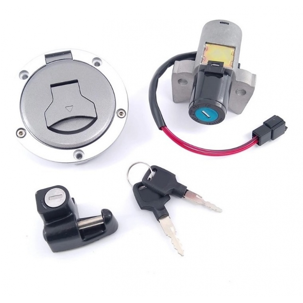 Kit Chave Contato Miolo Ignição Moto Xre 300 2016 2017 2018 C/ Tampa Tanque E Trava Modelo Original