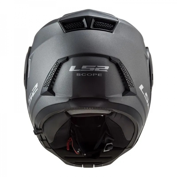 Capacete Moto Articulado Robocop LS2 FF902 Scope Monocolor Titanium Fosco Escamoteável C/ Óculos - Preto Fosco