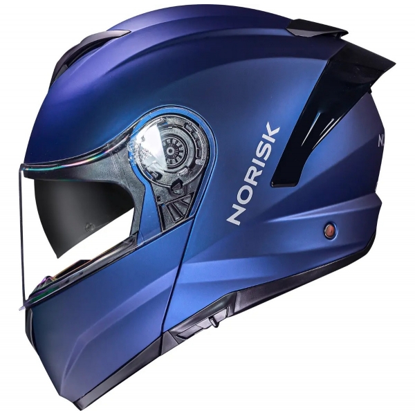 Capacete Moto Robocop Escamoteável Norisk Force 2 Blue Azul Fosco Articulado C/ Óculos E Selo Inmetro
