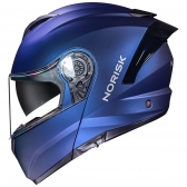 Capacete Moto Robocop Escamoteável Norisk Force 2 Blue Azul Fosco Articulado C/ Óculos E Selo Inmetro