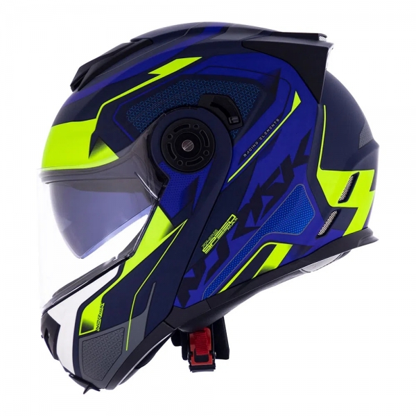 Capacete Moto Robocop Escamoteável Norisk Route FF345 Speedmax Articulado C/ Óculos E Selo Inmetro - Azul Amarelo Fosco