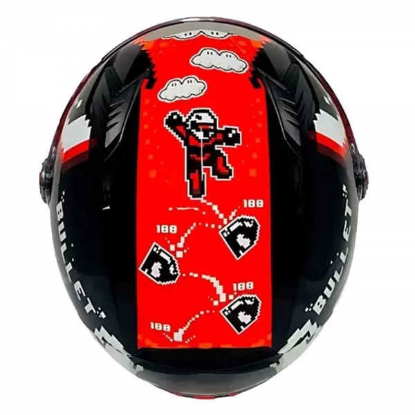 Capacete Moto Esportivo Fechado Ls2 Ff358 Classic Bullet Pixel Pixels Super Mario Preto Vermelho C/ Selo Inmetro