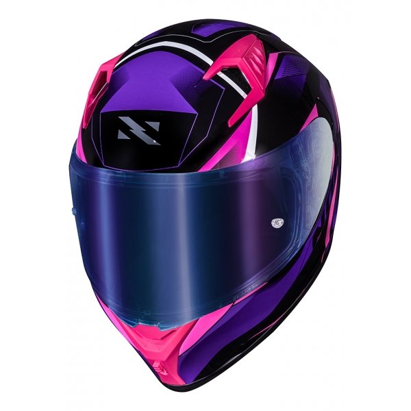 Capacete Moto Feminino Norisk Flow Pulse Roxo Rosa C/ Spoiler + Viseira Extra Lançamento