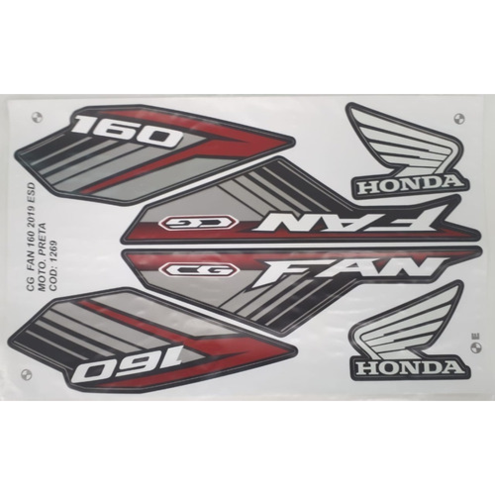 Kit Adesivos Faixas Honda Fan 160 Preta 2019 Jogo Adesivo
