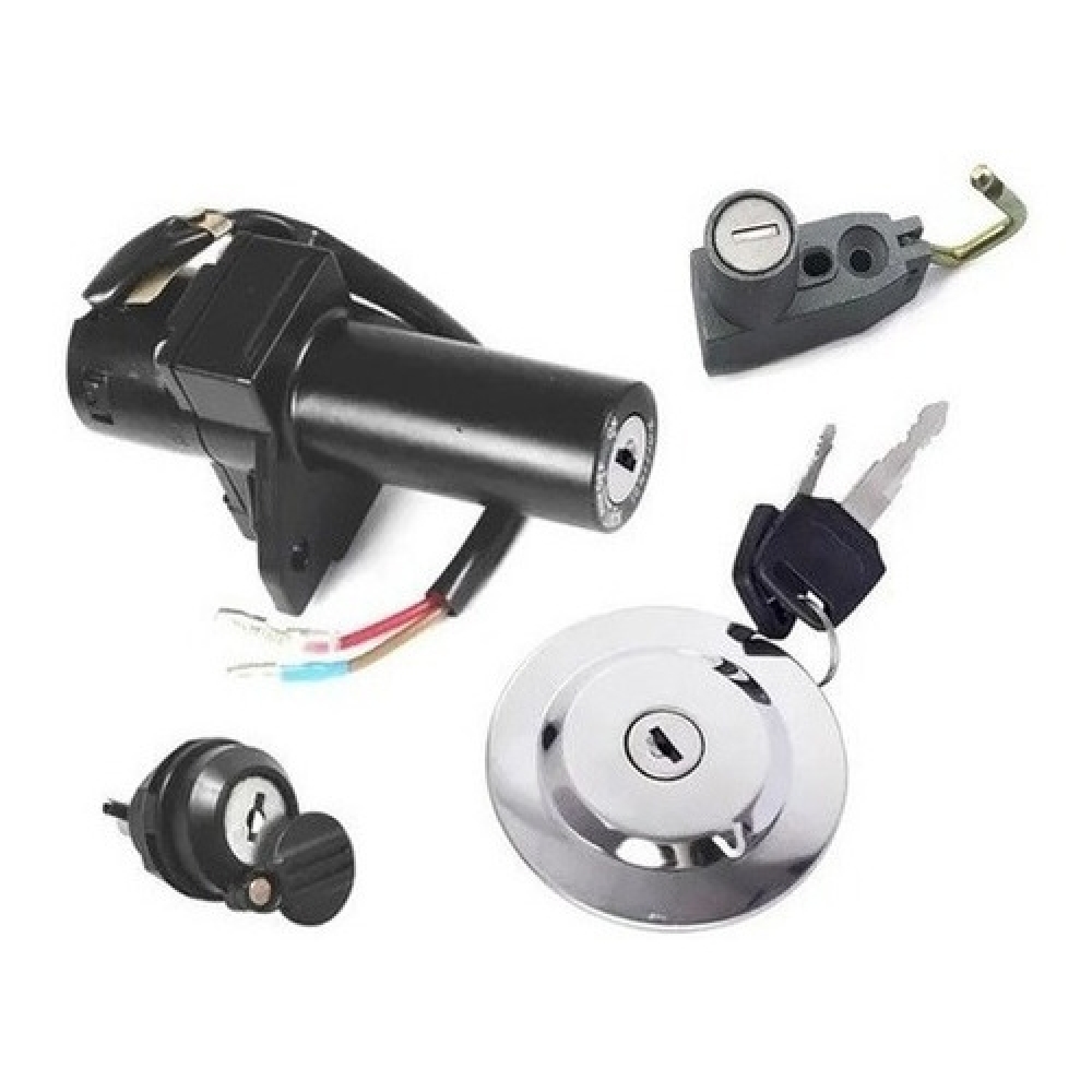 Kit Chave Contato Miolo Ignição Moto Ybr Factor 125 2009 2010 2011 2012 2013 Jogo Mod Original C/ Tampa Tanque e Trava