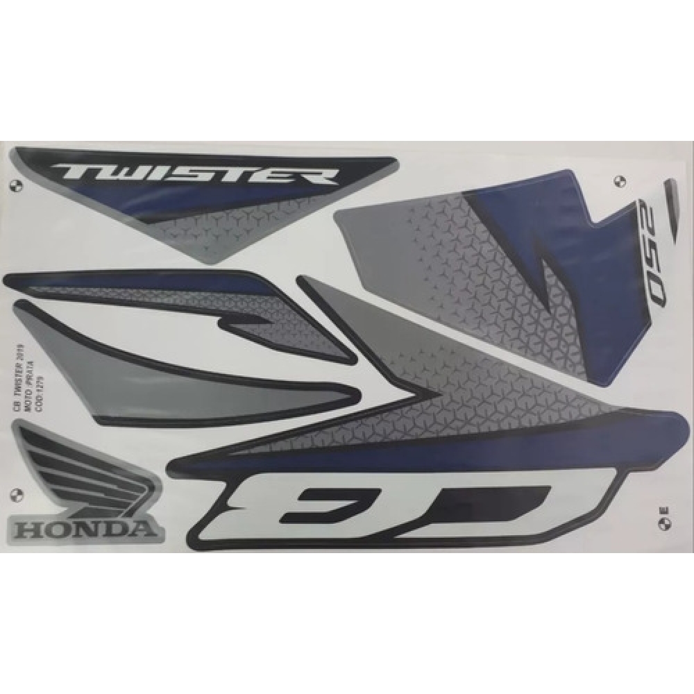 Kit Adesivos Faixa Cb 250 Twister 2019 Prata Jogo Adesivo