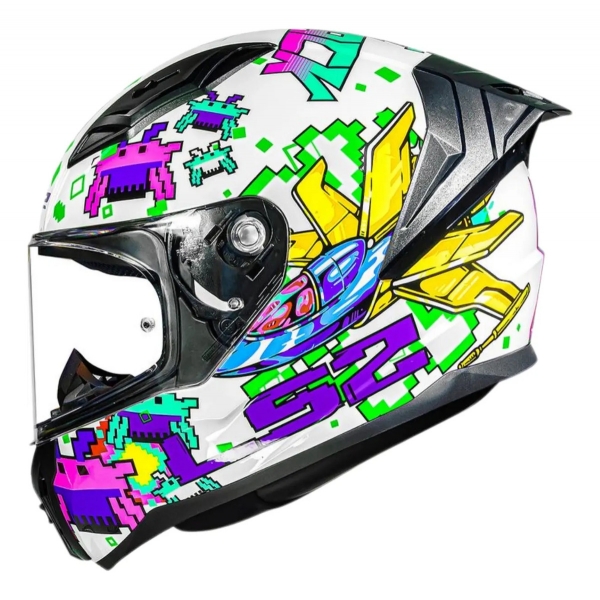 Capacete Moto LS2 FF810 Vigo Space Attack  Branco C/ Spoiler Masculino Feminino Lançamento