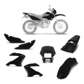 Kit Conjunto Plástico Carenagem Moto Nxr Bros 125 150 2003 2004 2005 2006 2007 2008 Preta Modelo Original - Preta
