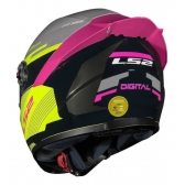 Capacete Moto Fechado LS2 FF358 Classsic S Digital Striker C/ Spoiler Masculino Feminino Lançamento - Preto Amarelo Rosan Neon