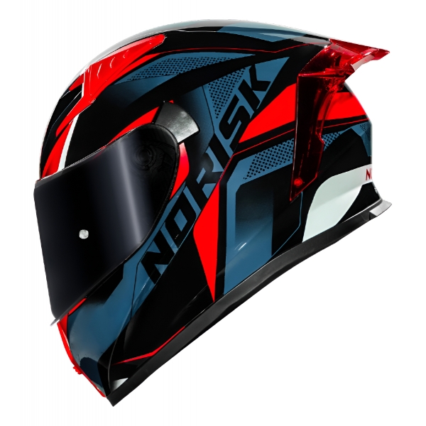 Capacete Moto Norisk Flow Razor Pulse Azul Preto Vermelho C/ Spoiler + Viseira Fumê Extra Lançamento - Preto Vermelho
