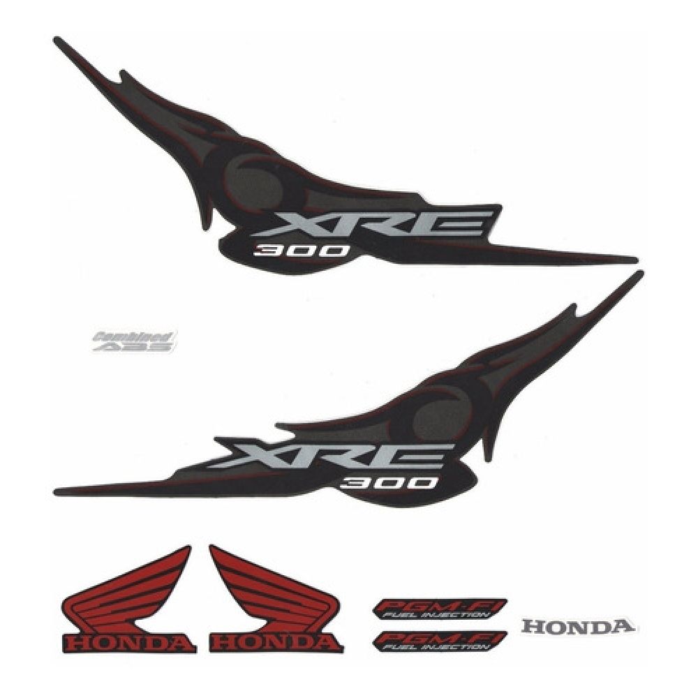 Cartela Kit Adesivo Faixa Honda Xre 300 Preta 2011 Jogo Adesivos