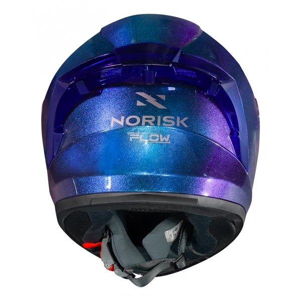Capacete Moto Norisk Flow Monocolor Azul Camaleão C/ Aerofolio + Viseira Extra Feminino Masculino