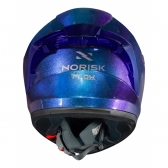 Capacete Moto Norisk Flow Monocolor Azul Camaleão C/ Aerofolio + Viseira Extra Feminino Masculino