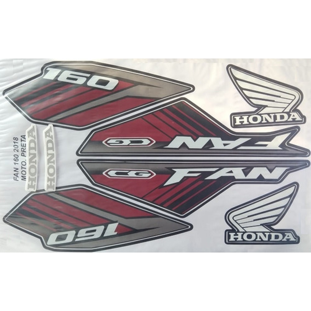 Kit Adesivos Faixa Honda Cg Fan 160 Preta 2018 Jogo Adesivo