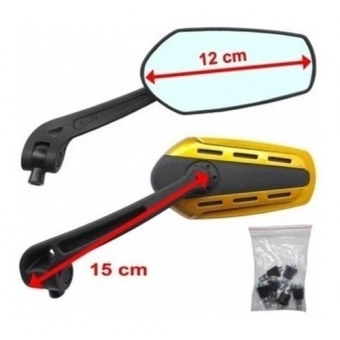 Par De Espelho Retrovisor Esportivo Dourado Universal P/ Motos
