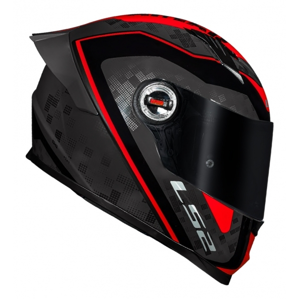 Capacete Moto LS2 FF358 Classsic S Striker Titanium Vermelho C/ Spoiler Masculino Feminino Lançamento