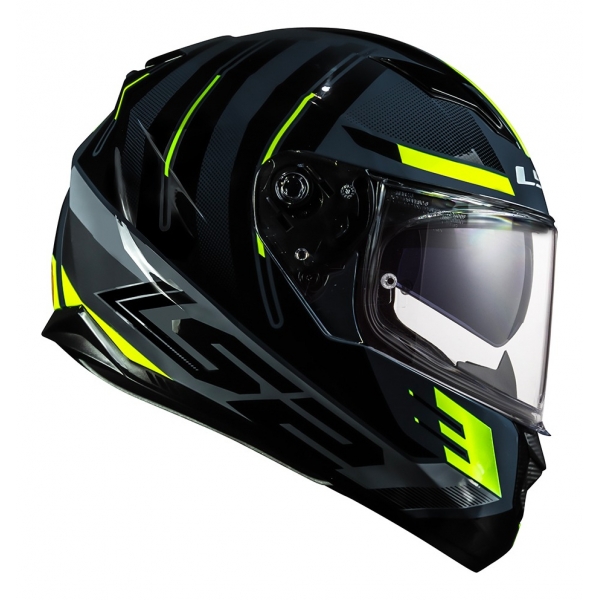 Capacete Moto Esportivo Fechado Ls2 Ff320 Stream Shadow Cinza Amarelo Neon C/ Óculos Interno C/ Selo Inmetro