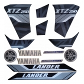 Kit Adesivos Faixas Moto XTZ 250 Lander 2021 2022 Preta Jogo Adesivo Jotaesse