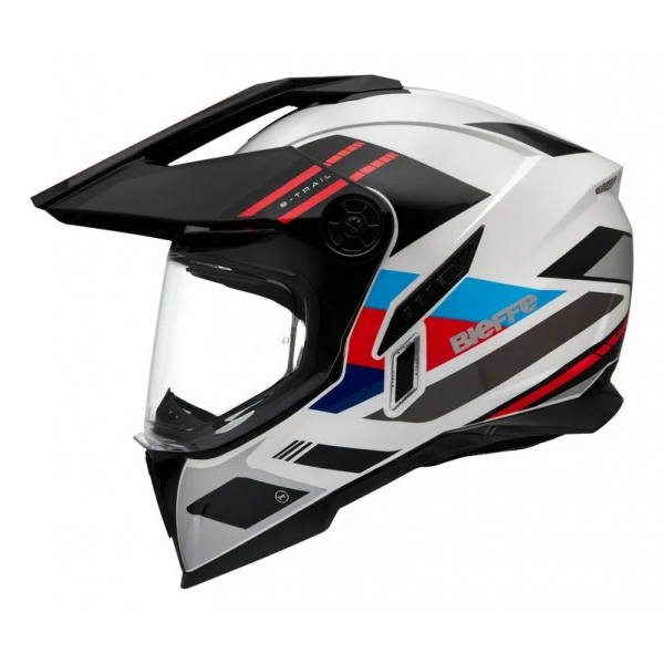 Capacete Moto Bieffe B-Trail Big Trail Advance Branco Preto Azul Vermelho C/ Óculos Sol Lançamento