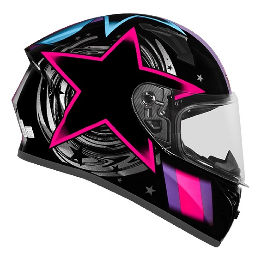 Capacete Moto Feminino Esportivo Ebf XTroy Ff526 358 Starwar Cosmic Preto Rosa C/ Selo Inmetro Lançamento
