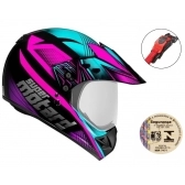 Capacete Moto Feminino Esportivo Ebf Super Motard Action Preto Rosa Motocross Trilha C/ Viseira C/ Selo Inmetro Lançamento - Rosa