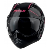 Capacete Moto Feminino Peels Mirage Edge Preto Rosa Custom Aviador C/ Óculos Queixeira Removível