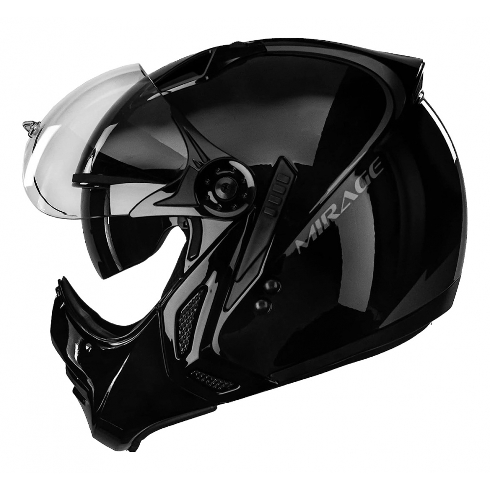 Capacete Moto Custom Peels F21 Mirage Classic Solid Piloto Aviador C/ Óculos Interno Queixeira Removível Lançamento - Preto Brilho
