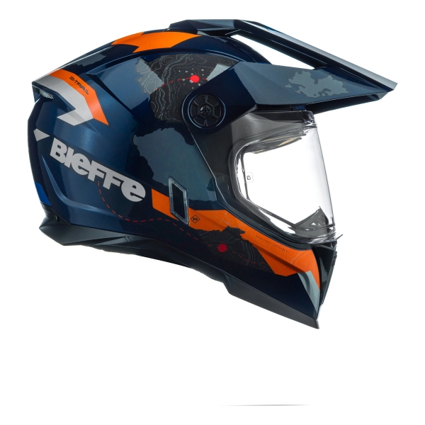 Capacete Moto Bieffe B-Trail Big Trail Xre Frontier Azul Laranja C/ Óculos Sol Lançamento
