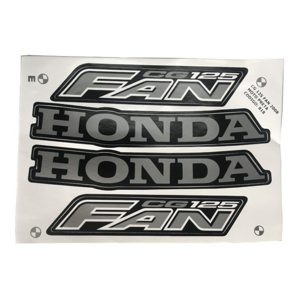 Kit Adesivos Faixas Honda Cg Fan 125 2008 Preta Jogo Adesivo