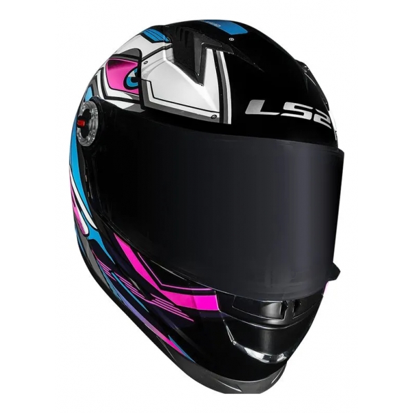 Capacete Moto Feminino Fechado Ls2 Ff358 Classic Xdron Cyan Rosa Esportivo C/ Selo Inmetro