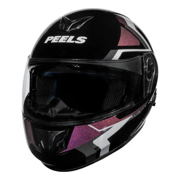 Capacete Moto Feminino Robocop Peels Urban U-Rb2 Discover Preto Rosa Camelão Escamoteável C/ Oculos