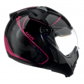 Capacete Moto Feminino Peels Mirage Edge Preto Rosa Custom Aviador C/ Óculos Queixeira Removível