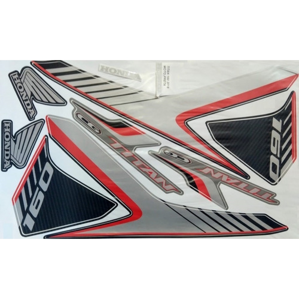 Kit Adesivos Faixa Honda Titan 160 Preta 2018 Jogo Adesivo