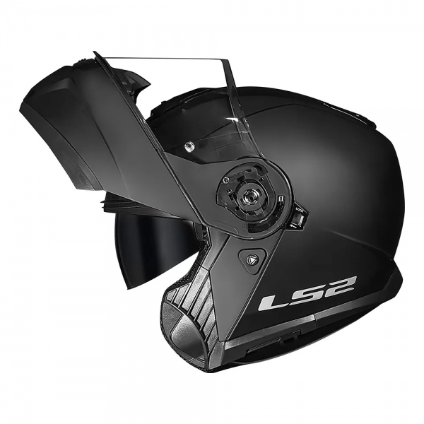 Capacete Moto Robocop Articulado LS2 FF908 Strobe 2 Monocolor Escamoteável C/ Óculos - Preto Fosco