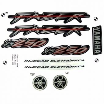 Kit Adesivos Faixas Moto Fazer 250 Ys250 Preta 2008 Jogo Adesivo Modelo Original Jotaesse