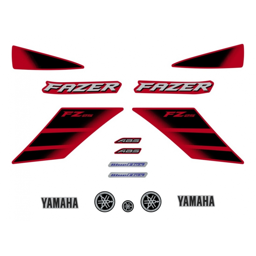 Kit Adesivos Faixas Moto Fazer 250 Fz 2022Jogo Adesivo Mod Original Jotaesse - Vermelha
