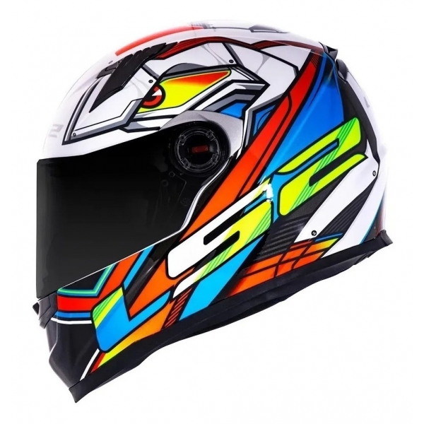Capacete Moto Fechado Ls2 Ff358 Classic Xdron Neon Branco Laranja Esportivo C/ Selo Inmetro