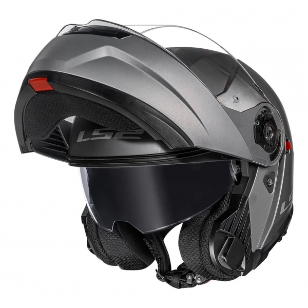 Capacete Moto Robocop Articulado LS2 FF908 Strobe 2 Monocolor Escamoteável C/ Óculos - Cinza Fosco